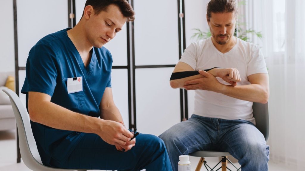 doctor performing medication-assisted treatment on addiction patient