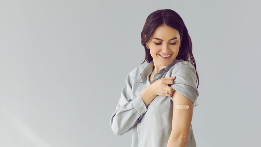Person showing injection site after receiving a Vivitrol shot.