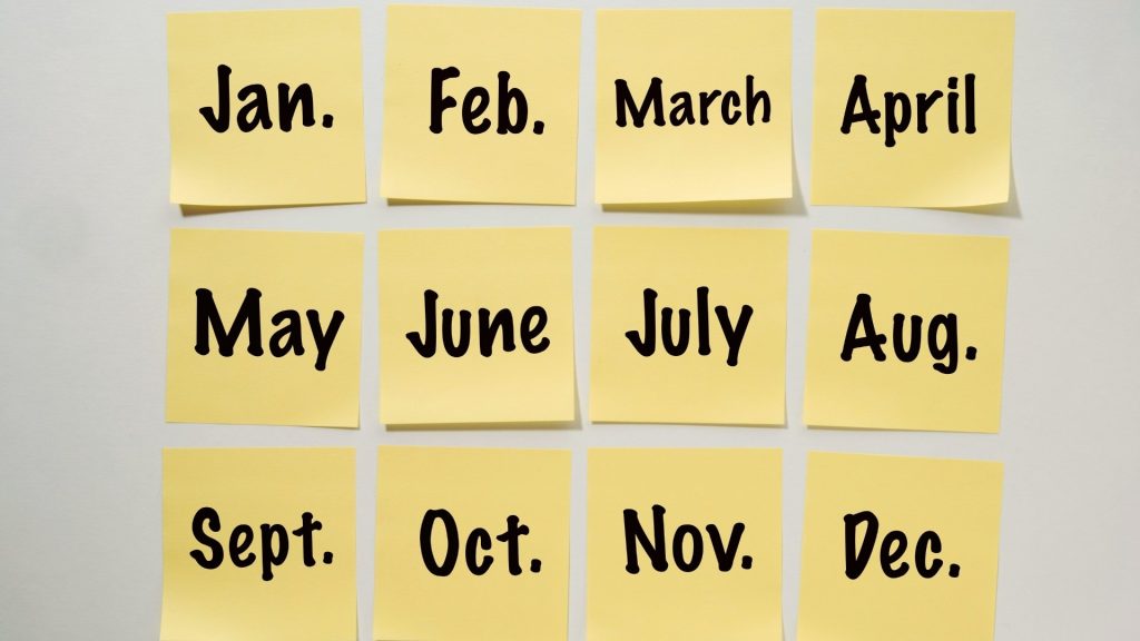 Monthly calendar layout illustrating the typical length of intensive outpatient programs